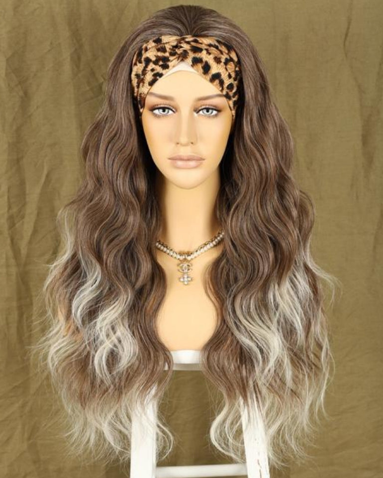 TOP DECK 'WHITE CHOC' HIGHLIGHT HEADBAND WIG WAVY 22"