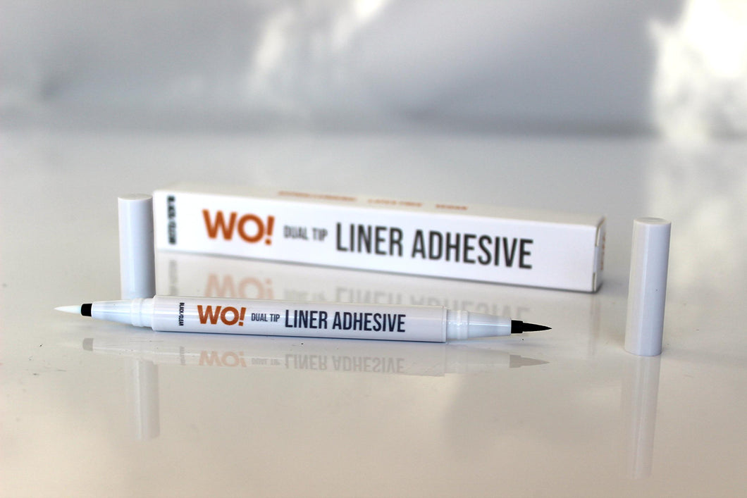 WO! LINER ADHESIVE Dual-Ended Black/Clear Eyeliner Glue Pen