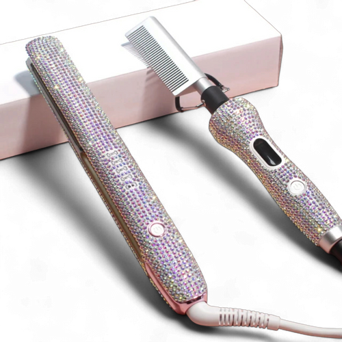 WO! SHIMMER SERIES - Luxe Diamante Hot Comb & Hot Iron Duo