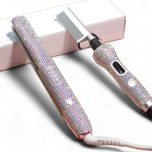 WO! SHIMMER SERIES - Luxe Diamante Hot Comb & Hot Iron Duo