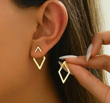 'HOLOGRAPHY' 2-Way Geometric Stud Earrings - Rhombus, Triangle, Square