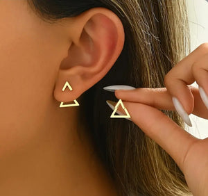 'HOLOGRAPHY' 2-Way Geometric Stud Earrings - Rhombus, Triangle, Square