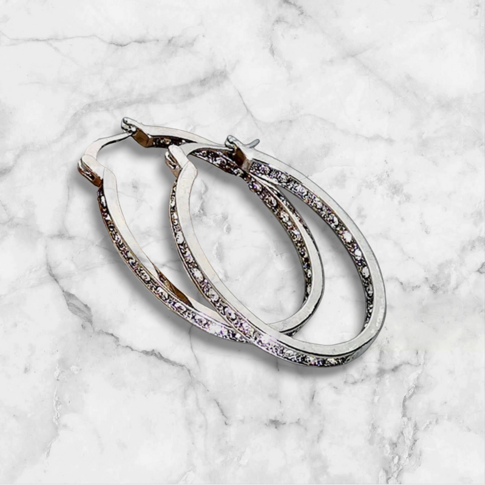 'RIVIERA' 14K GOLD Plated CZ Hoops