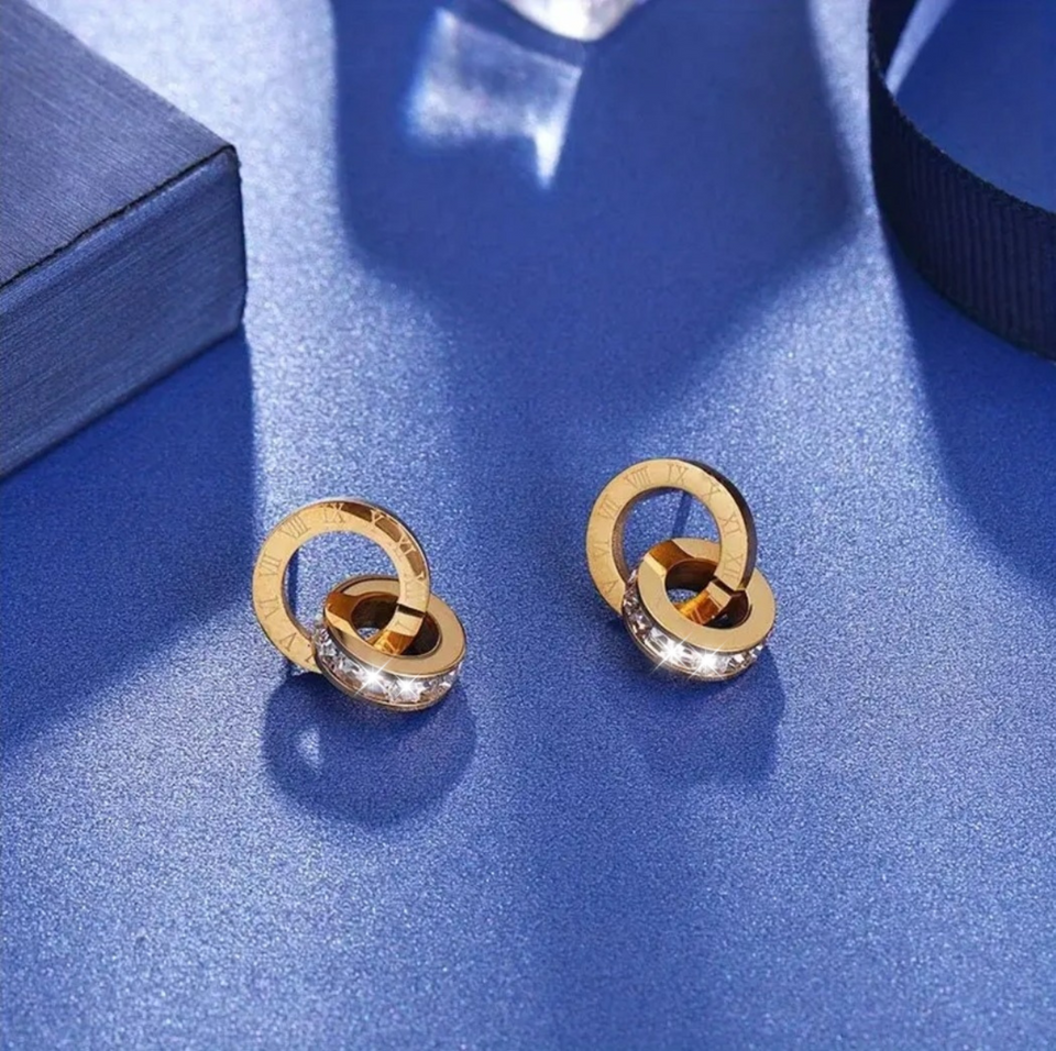 'KEEPER OF TIME' 14K Gold Plated Studs