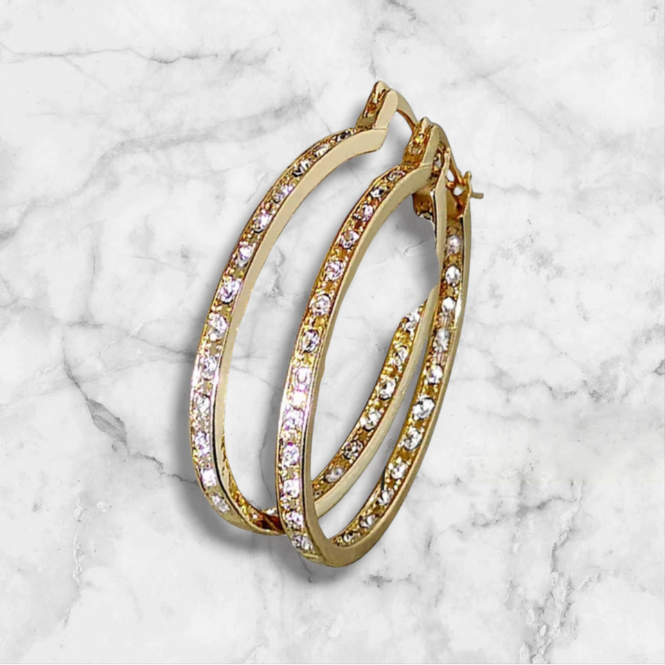 'RIVIERA' 14K GOLD Plated CZ Hoops