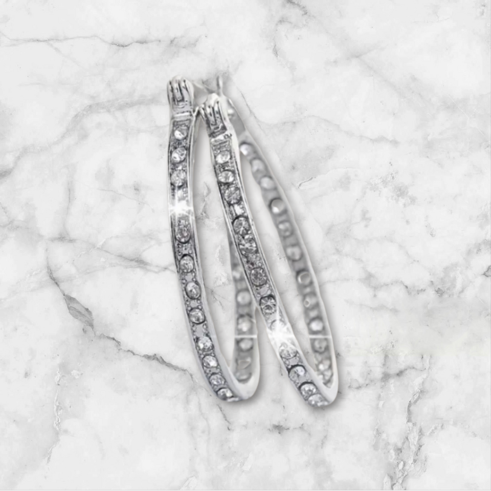 'RIVIERA' 14K GOLD Plated CZ Hoops