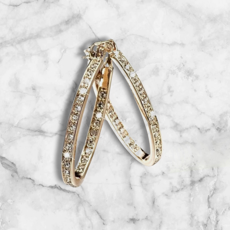 'RIVIERA' 14K GOLD Plated CZ Hoops