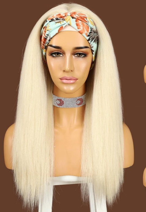 LIGHT BLONDE HEADBAND WIG YAKI STRAIGHT 20