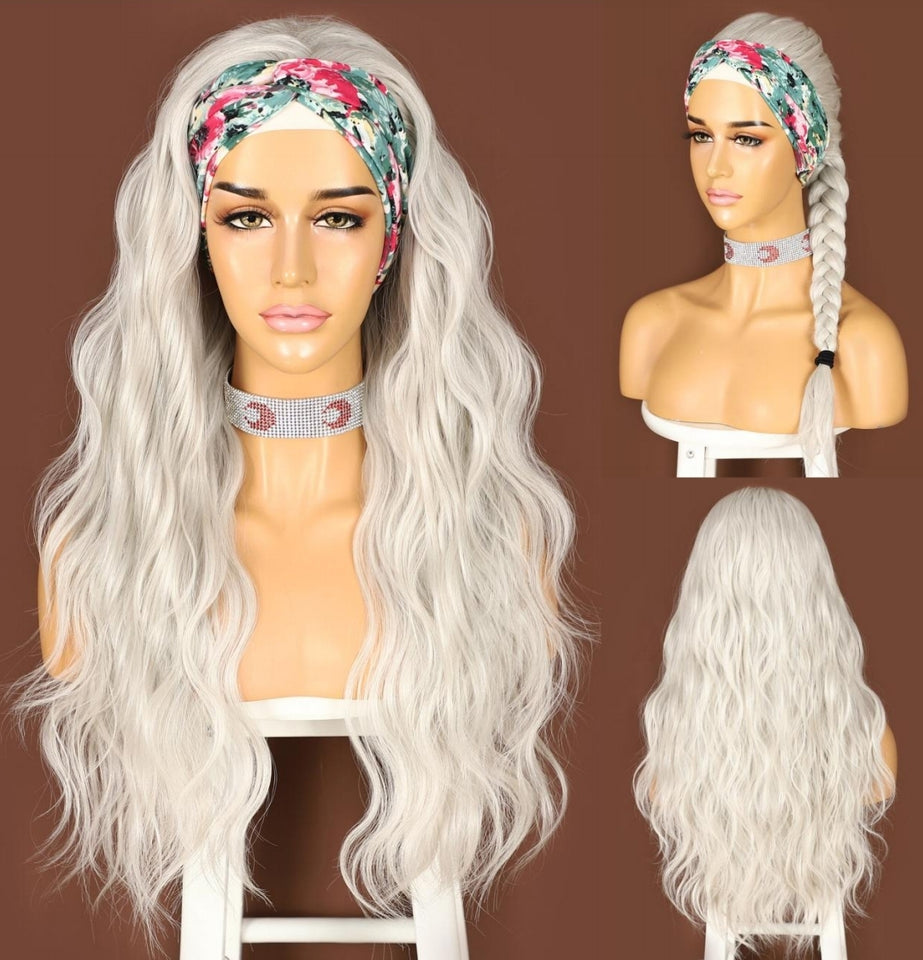 WHITE LIGHTNING HEADBAND WIG WAVY 22"