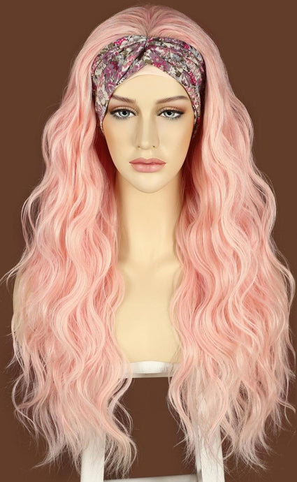 FAIRY FLOSS PINK HIGHLIGHT HEADBAND WIG WAVY 24