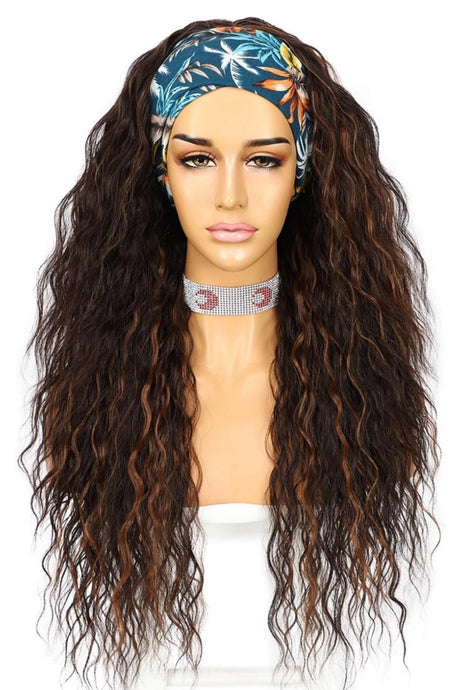 CHOCOLATE HIGHLIGHT HEADBAND WIG WATER WAVE 24