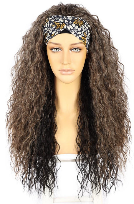 TOP DECK 'MOCHACCINO' HIGHLIGHT HEADBAND WIG WATER WAVE 24