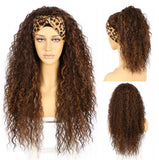 BROWN HIGHLIGHT HEADBAND WIG WATER WAVE 24"