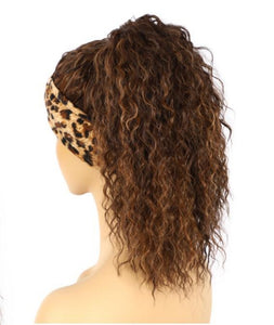 BROWN HIGHLIGHT HEADBAND WIG WATER WAVE 24"