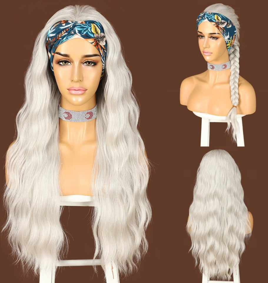 WHITE LIGHTNING HEADBAND WIG BEACH WAVE 24"