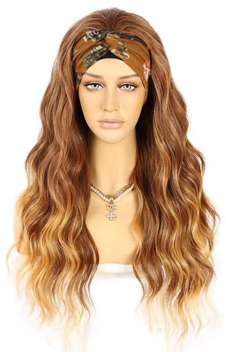FAWN GOLDEN HIGHLIGHT HEADBAND WIG BEACH WAVE 24