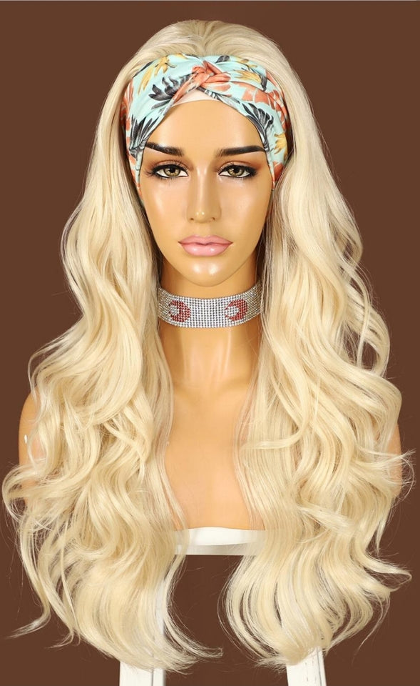 LIGHT BLONDE HEADBAND WIG BODY WAVE 22"