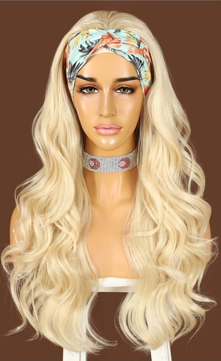 LIGHT BLONDE HEADBAND WIG BODY WAVE 22